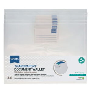 Clear button Wallet Popper Button Wallet A4 Clear Pack 5