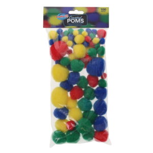 Acrylic Pompoms Pack 100 Assorted