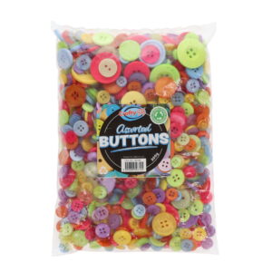 Assorted Size Buttons-Mixed Colours 300gr