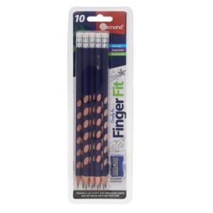 Ormond Pack 10 Finger Fit Triangular HB Rubber Tipped Pencils