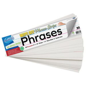 Clever Kidz Pack 30 Wipe-Off Phrase Strips 3''X12'' – White